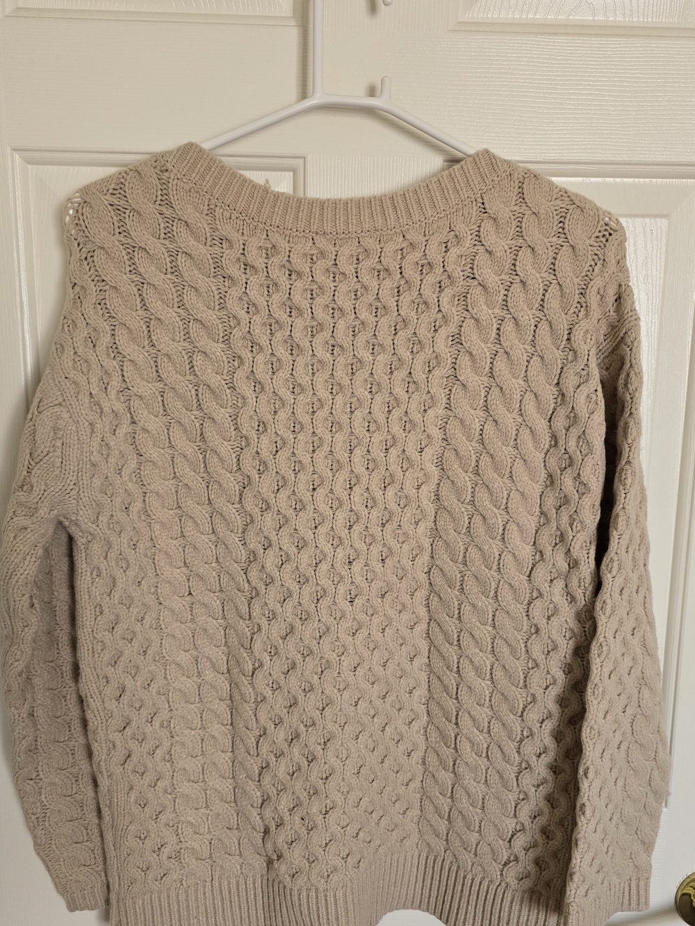 Ann Taylor Cable Knit Crew Neck Sweater in Taupe - Picture 4 of 8